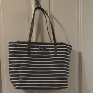 Kate Spade black and white striped tote